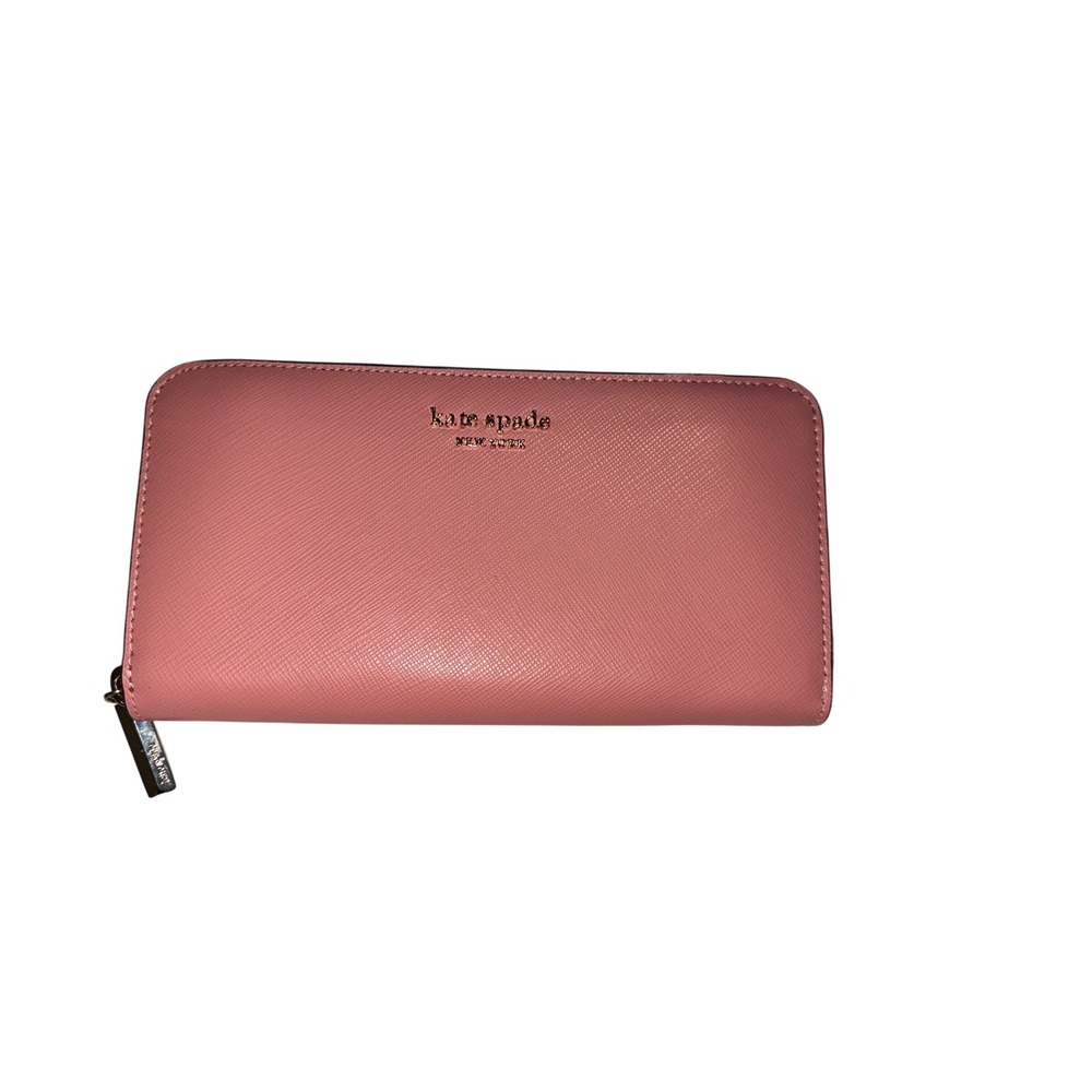 437. Kate Spade New York Spencer Saffiano Leather Zip-Around Wallet Pink Large